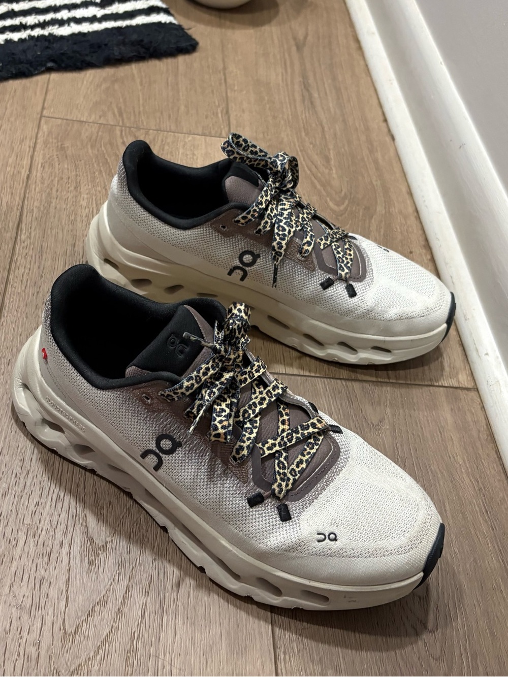 On Running Women's Cloudtilt Cream Sneakers with Leopard Laces